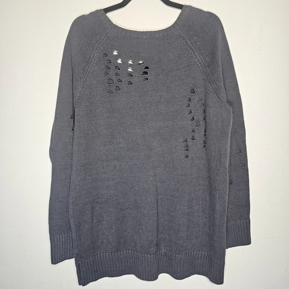 Torrid Women 1X Gray Sweater Zipper Detail Edgy Dark Academia Broken-in Knit Top